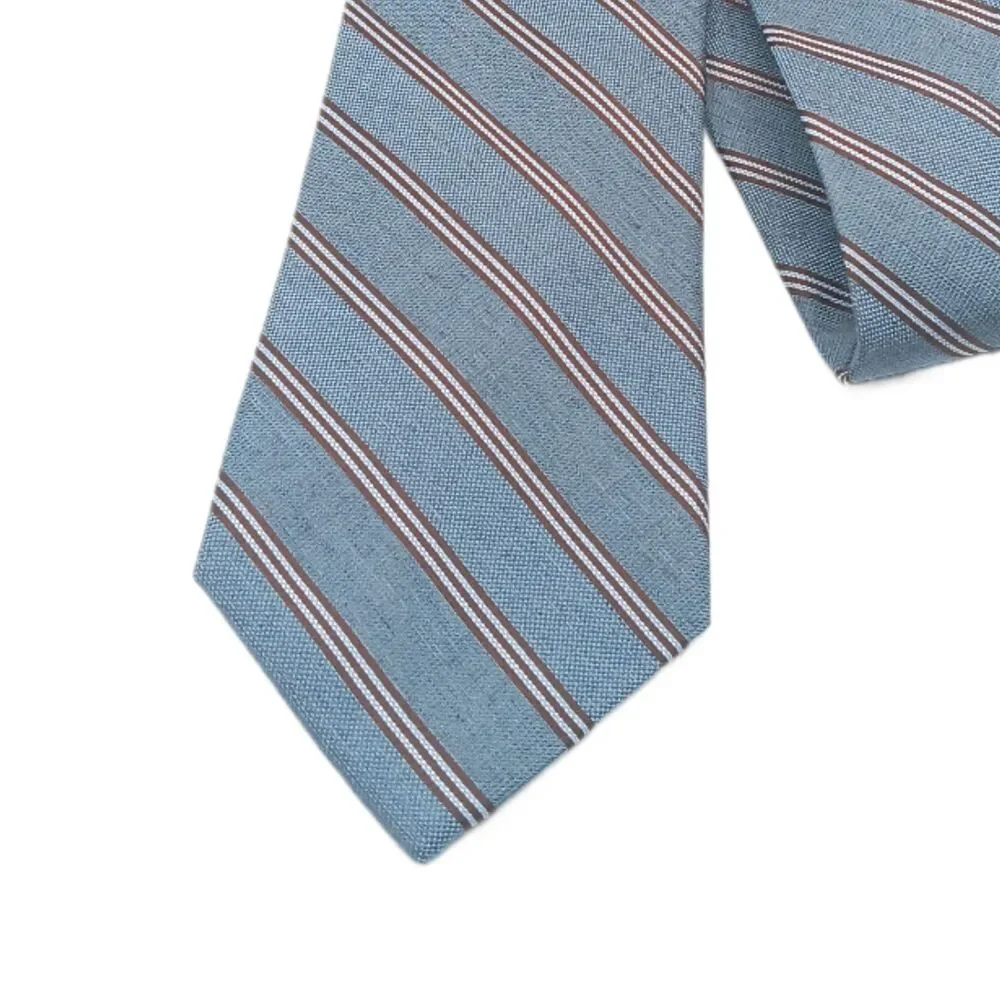 Awearness Kenneth Cole Silk Repp Tie Mens 61” Blue Brown Stripe Woven Classic Ne